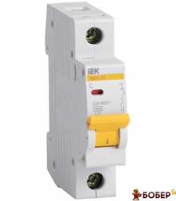 Автоматичний вимикач IEK BA47-29 1П 06А 4,5кА х-ка С УКТ ЗЕД 8536 20 10 00