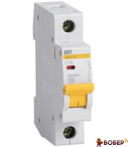 Автоматичний вимикач IEK BA47-29 1П 16А 4,5кА х-ка С УКТ ЗЕД 8536 20 10 00