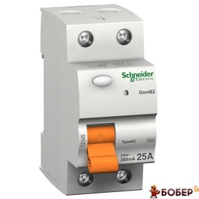 Диференційне реле ВД63, 2Р, 30mA, 25А Schneider УКТ ЗЕД 8536 20 10