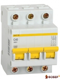 Автоматичний вимикач IEK BA47-29 3П 40А 4,5кА х-ка С УКТ ЗЕД 8536 20 10 00