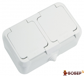Розетка Makel В/М ІР44 двійна з/з з кришкою біла УКТ ЗЕД 8536 69 90 90